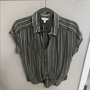 Lucky Brand Striped Blouse - Green and White